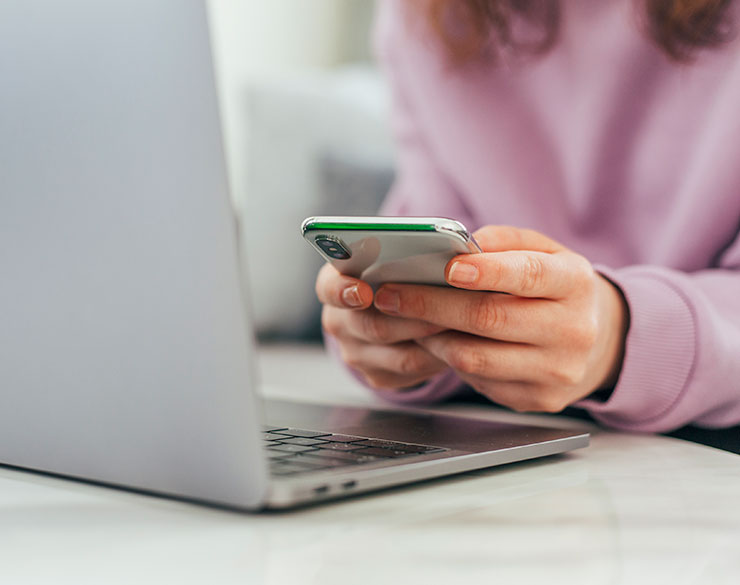Closeup of a person using a mobile device